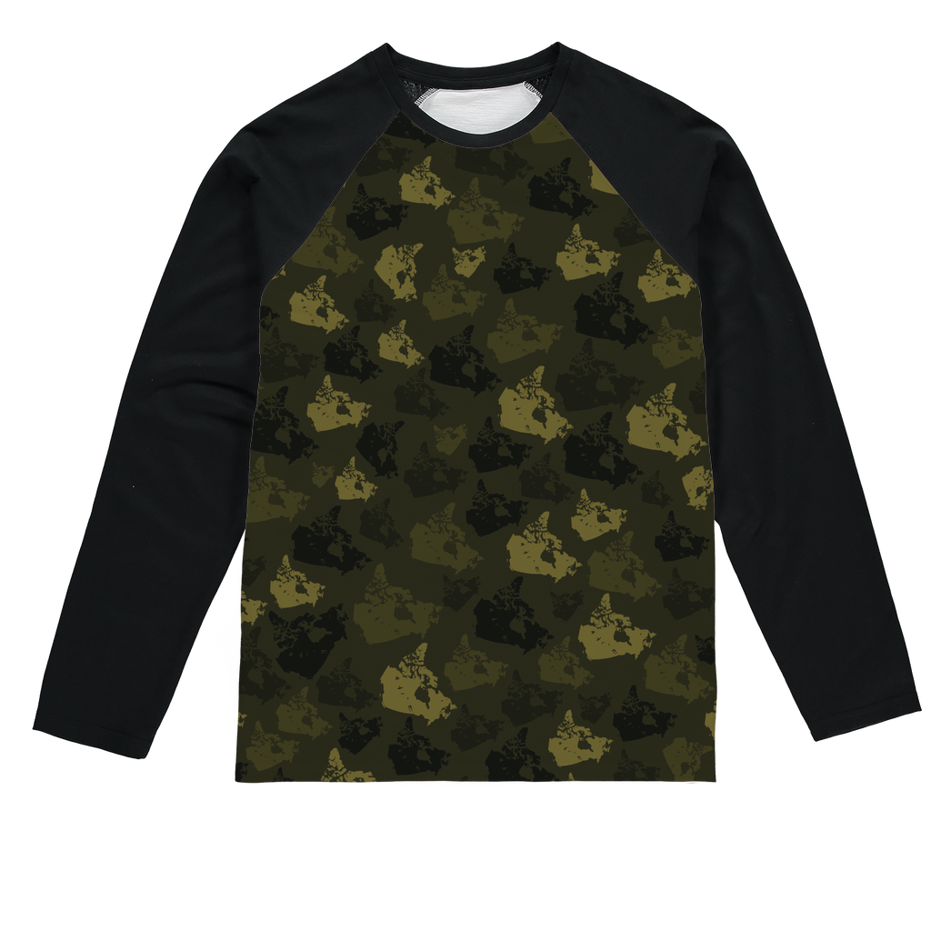 Canada Forest Sublimation Baseball Long Sleeve T-Shirt - Custom Camo Clothing - [new_brand] - [camo] - [camoflage] - [apparel] - [location] - [new_brand] - [custom] - [clothing]