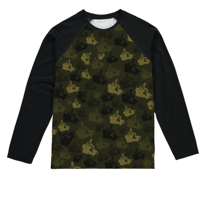 Canada Forest Sublimation Baseball Long Sleeve T-Shirt - Custom Camo Clothing - [new_brand] - [camo] - [camoflage] - [apparel] - [location] - [new_brand] - [custom] - [clothing]