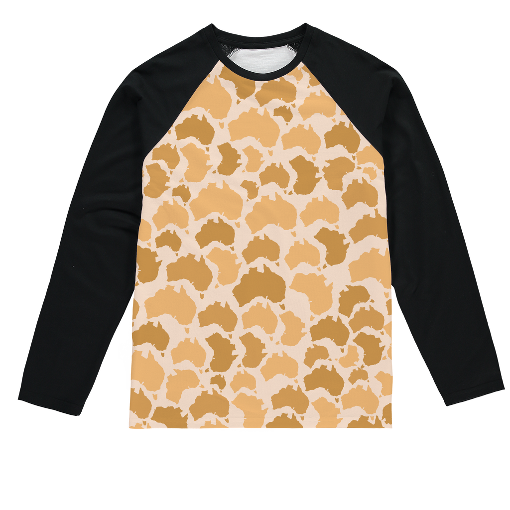 Australia Desert Sublimation Baseball Long Sleeve T-Shirt - Custom Camo Clothing - [new_brand] - [camo] - [camoflage] - [apparel] - [location] - [new_brand] - [custom] - [clothing]