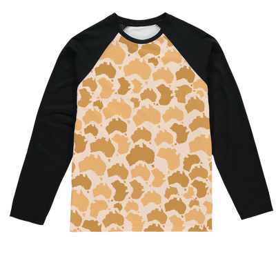 Australia Desert Sublimation Baseball Long Sleeve T-Shirt - Custom Camo Clothing - [new_brand] - [camo] - [camoflage] - [apparel] - [location] - [new_brand] - [custom] - [clothing]