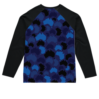 Australia Midnight Sublimation Baseball Long Sleeve T-Shirt - Custom Camo Clothing - [new_brand] - [camo] - [camoflage] - [apparel] - [location] - [new_brand] - [custom] - [clothing]