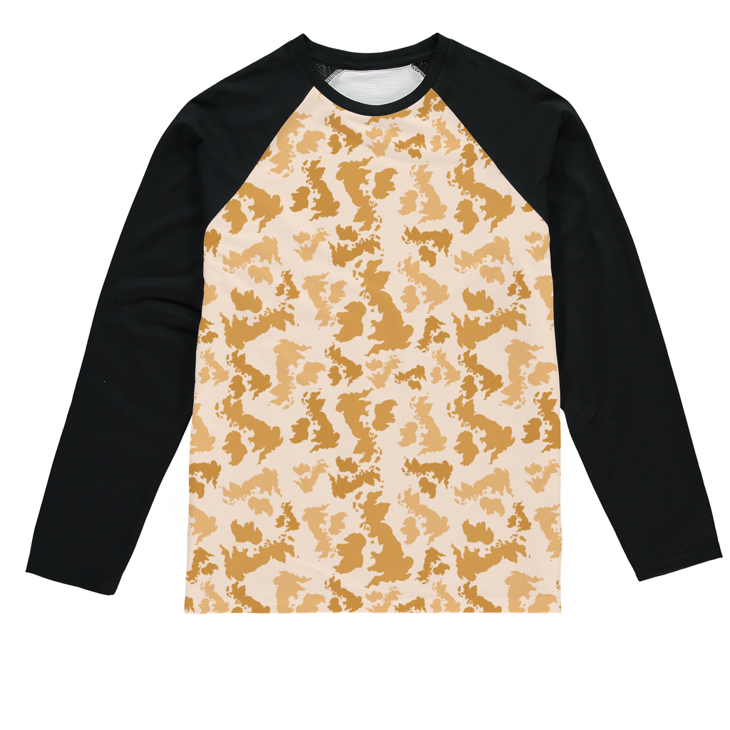 UK Desert Sublimation Baseball Long Sleeve T-Shirt - Custom Camo Clothing - [new_brand] - [camo] - [camoflage] - [apparel] - [location] - [new_brand] - [custom] - [clothing]