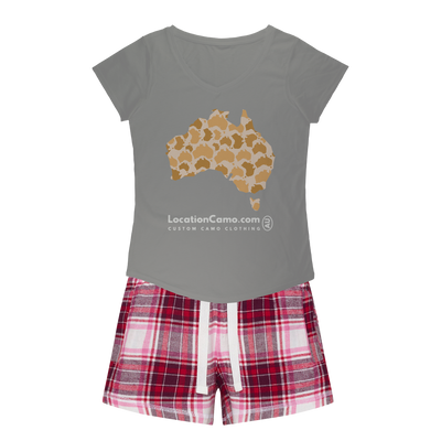 Australia Desert Girls Sleepy Tee and Flannel Short - Custom Camo Clothing - [new_brand] - [camo] - [camoflage] - [apparel] - [location] - [new_brand] - [custom] - [clothing]