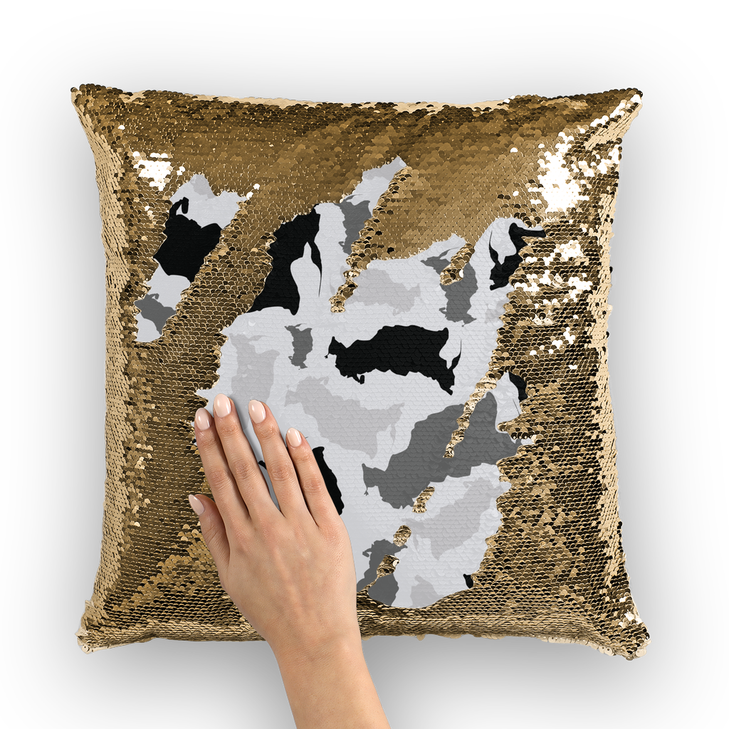 Russia Arctic Sequin Cushion Cover - LocationCamo.com