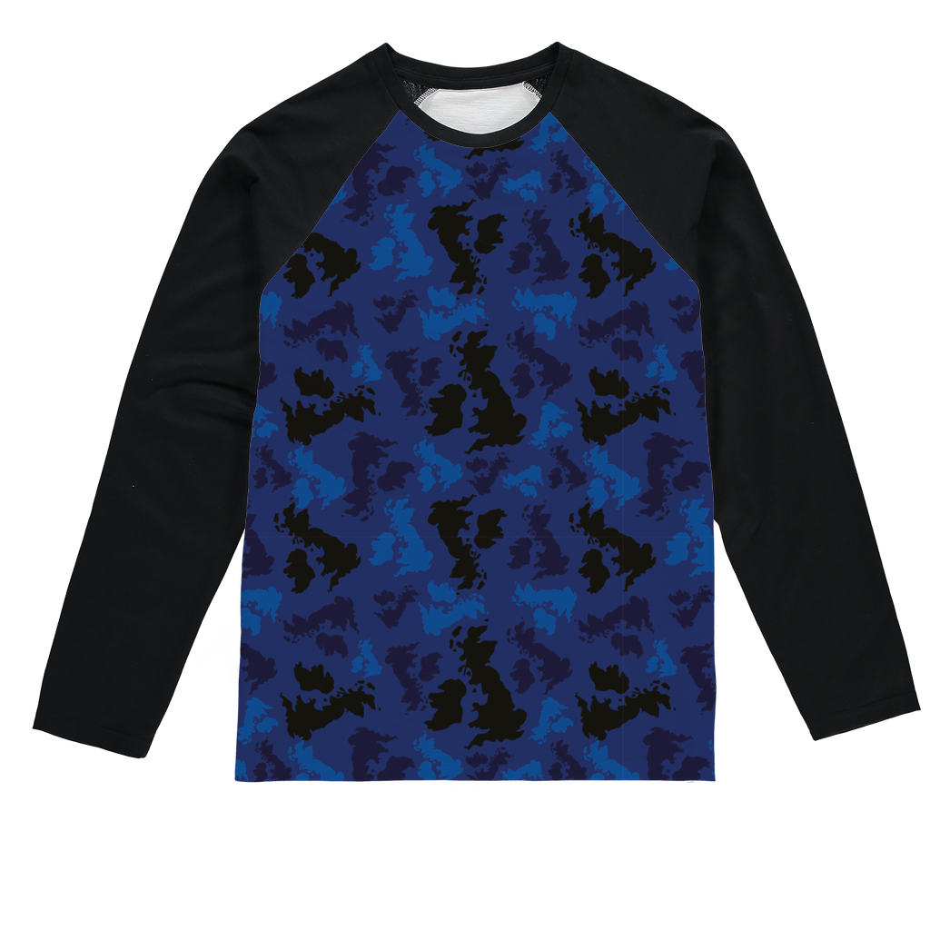 UK Midnight Sublimation Baseball Long Sleeve T-Shirt - Custom Camo Clothing - [new_brand] - [camo] - [camoflage] - [apparel] - [location] - [new_brand] - [custom] - [clothing]