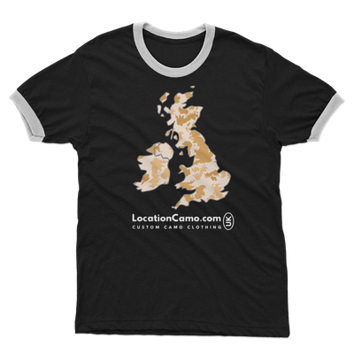 UK Desert Adult Ringer T-Shirt - Custom Camo Clothing - [new_brand] - [camo] - [camoflage] - [apparel] - [location] - [new_brand] - [custom] - [clothing]