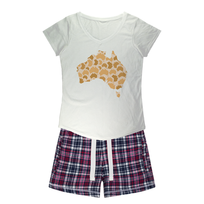 Australia Desert Girls Sleepy Tee and Flannel Short - Custom Camo Clothing - [new_brand] - [camo] - [camoflage] - [apparel] - [location] - [new_brand] - [custom] - [clothing]