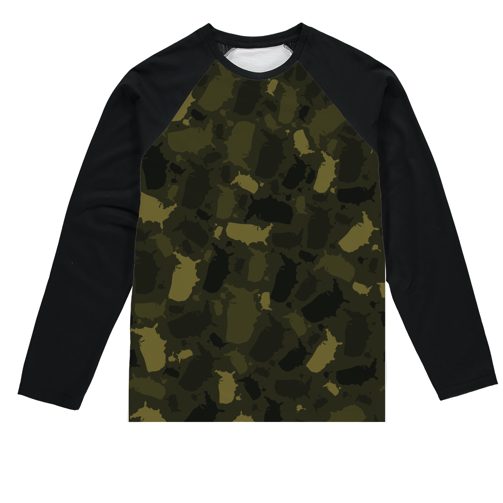 USA Forest Sublimation Baseball Long Sleeve T-Shirt - LocationCamo.com