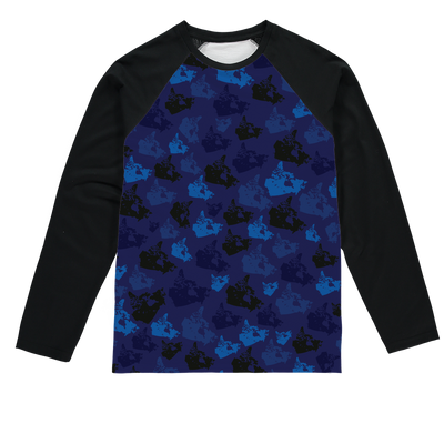 Canada Midnight Sublimation Baseball Long Sleeve T-Shirt - Custom Camo Clothing - [new_brand] - [camo] - [camoflage] - [apparel] - [location] - [new_brand] - [custom] - [clothing]