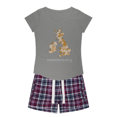 UK Desert Women's Sleepy Tee and Flannel Short - Custom Camo Clothing - [new_brand] - [camo] - [camoflage] - [apparel] - [location] - [new_brand] - [custom] - [clothing]