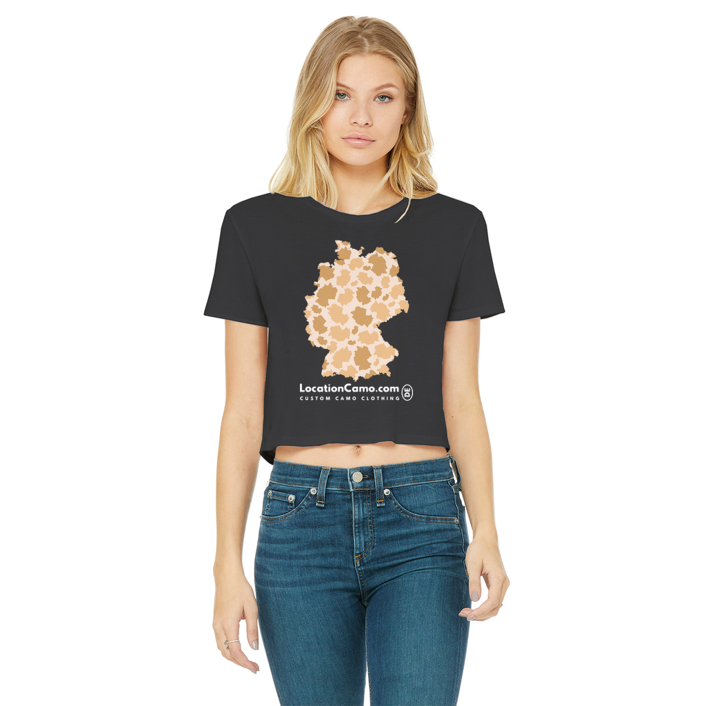 Germany Desert Classic Women's Cropped Raw Edge T-Shirt - LocationCamo.com