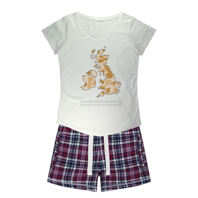 UK Desert Women's Sleepy Tee and Flannel Short - Custom Camo Clothing - [new_brand] - [camo] - [camoflage] - [apparel] - [location] - [new_brand] - [custom] - [clothing]