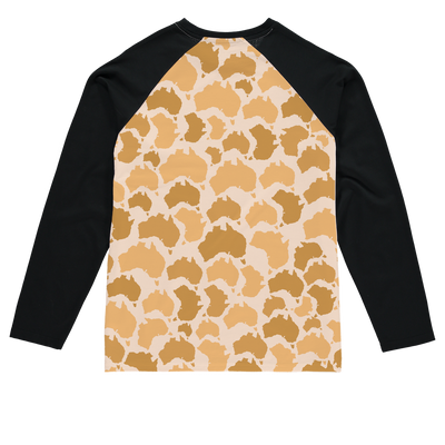 Australia Desert Sublimation Baseball Long Sleeve T-Shirt - Custom Camo Clothing - [new_brand] - [camo] - [camoflage] - [apparel] - [location] - [new_brand] - [custom] - [clothing]