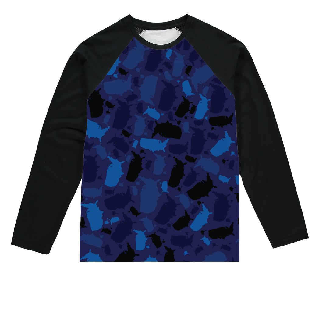 USA Midnight Sublimation Baseball Long Sleeve T-Shirt - LocationCamo.com