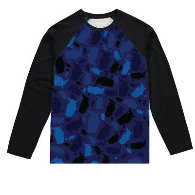 USA Midnight Sublimation Baseball Long Sleeve T-Shirt - LocationCamo.com