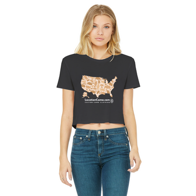 USA Desert Classic Women's Cropped Raw Edge T-Shirt - LocationCamo.com