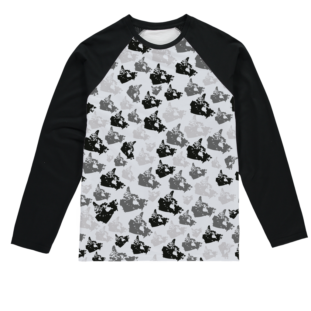 Canada Arctic Sublimation Baseball Long Sleeve T-Shirt - Custom Camo Clothing - [new_brand] - [camo] - [camoflage] - [apparel] - [location] - [new_brand] - [custom] - [clothing]