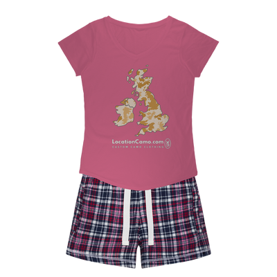 UK Desert Women's Sleepy Tee and Flannel Short - Custom Camo Clothing - [new_brand] - [camo] - [camoflage] - [apparel] - [location] - [new_brand] - [custom] - [clothing]