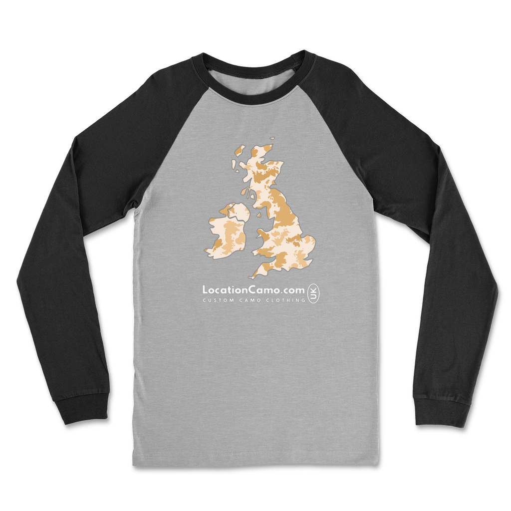 UK Desert Classic Raglan Long Sleeve Shirt - Custom Camo Clothing - [new_brand] - [camo] - [camoflage] - [apparel] - [location] - [new_brand] - [custom] - [clothing]