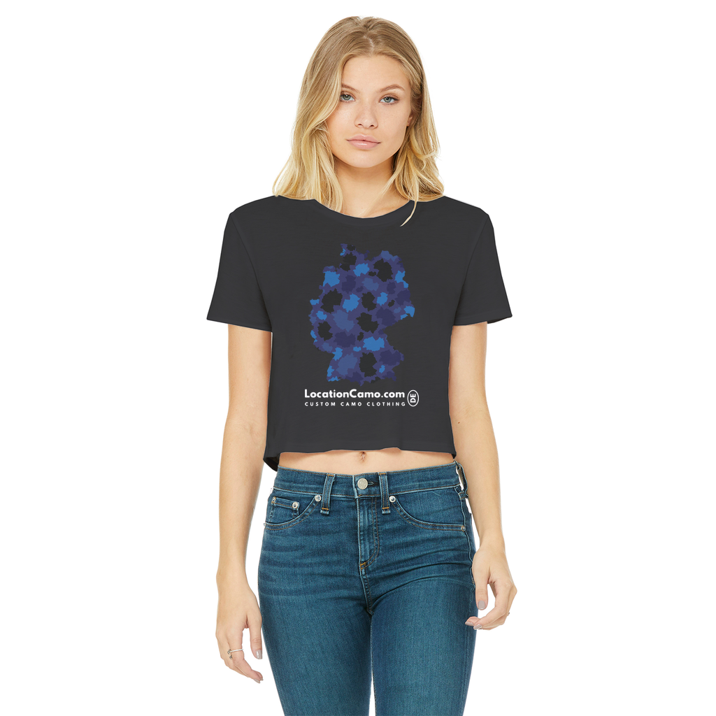 Germany Midnight Classic Women's Cropped Raw Edge T-Shirt - LocationCamo.com