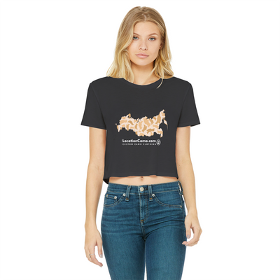 Russia Desert Classic Women's Cropped Raw Edge T-Shirt - LocationCamo.com